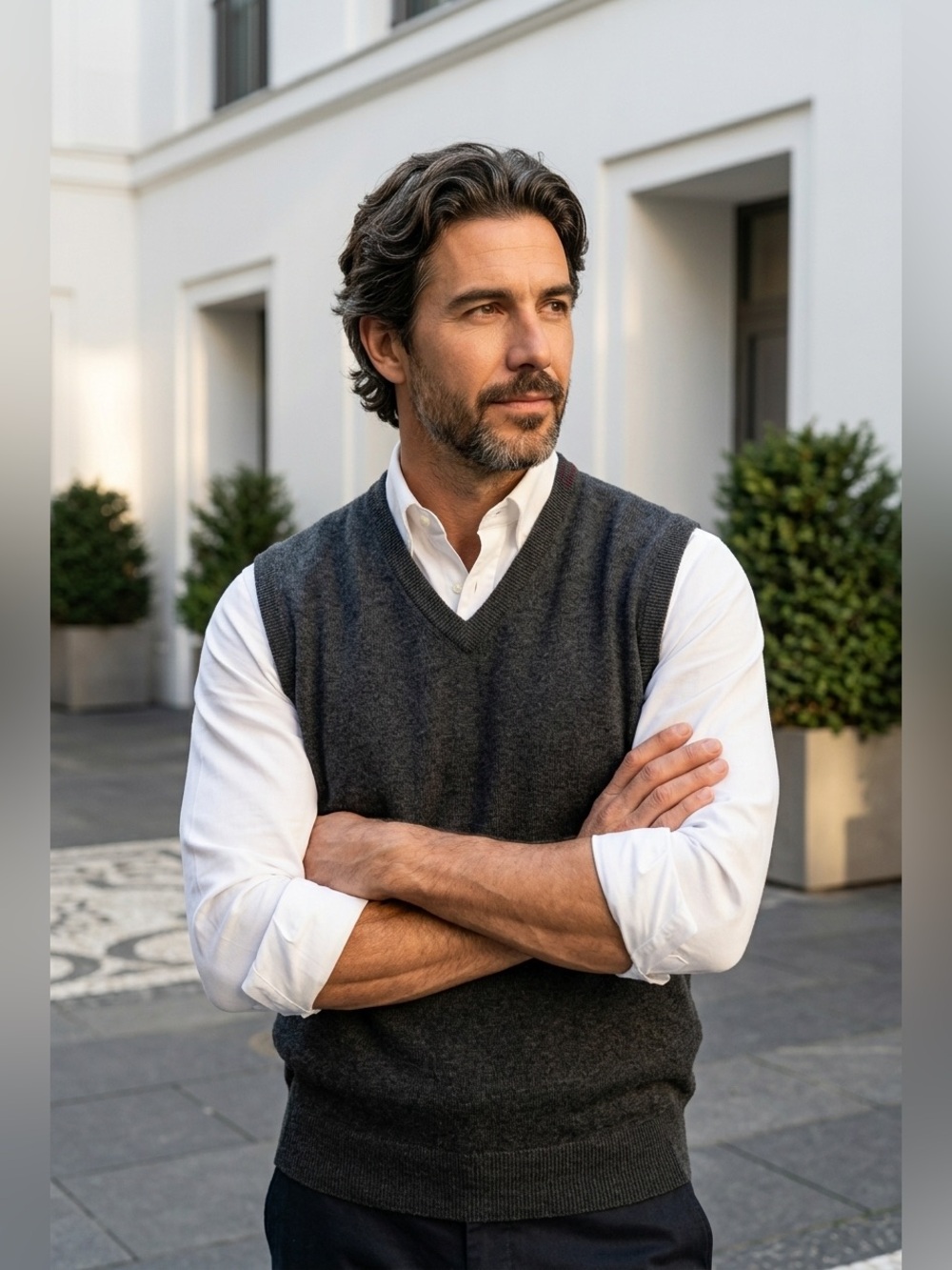 Brooks Brothers Gray 100% Extra Fine Merino Wool V-Neck Sweater Vest
